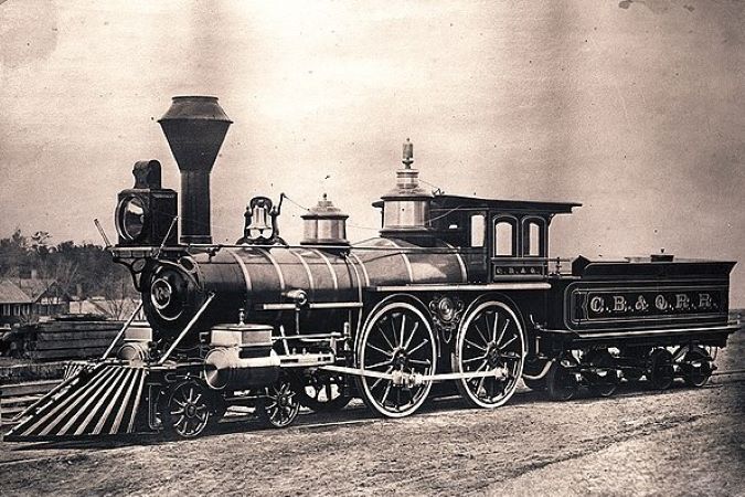 CB&Q locomotive circa 1850s. Photo credit: DeGolyer Library, Southern Methodist University CB&Q locomotive circa 1850s. Photo credit: DeGolyer Library, Southern Methodist University