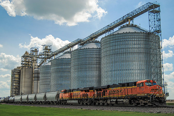 A grain shuttle train gets ready to roll.  A grain shuttle train gets ready to roll.