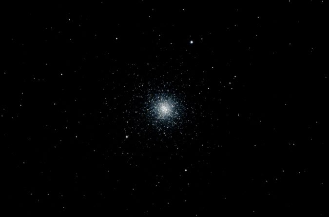 This is Fortner’s image of the globular cluster M3. It is one of about 400 globular clusters that orbit the Milky Way. They are dense balls of stars only a few light years across. They resemble the cores of captured dwarf galaxies but are thought to have formed independently of galaxies, and maybe before many galaxies.  This is Fortner’s image of the globular cluster M3. It is one of about 400 globular clusters that orbit the Milky Way. They are dense balls of stars only a few light years across. They resemble the cores of captured dwarf galaxies but are thought to have formed independently of galaxies, and maybe before many galaxies.