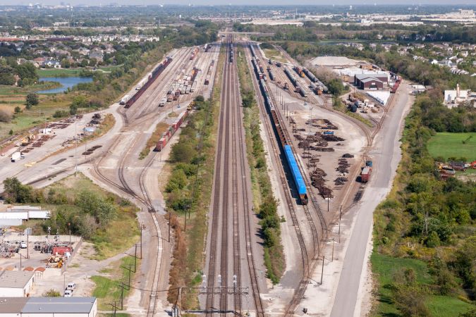 BNSF’s Eola yard in Aurora, Illinois  BNSF’s Eola yard in Aurora, Illinois