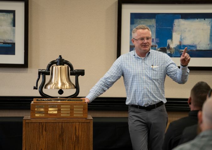 Executive Vice President and Chief Operations Officer Matt Igoe speaking at a safety bell ceremony in Barstow in 2022 Executive Vice President and Chief Operations Officer Matt Igoe speaking at a safety bell ceremony in Barstow in 2022