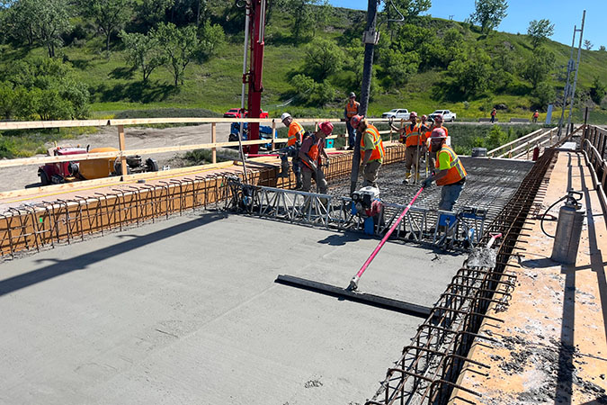 The concrete was poured in late June for the deck on spans 1 and 2 (on the top of bridge).  The concrete was poured in late June for the deck on spans 1 and 2 (on the top of bridge).