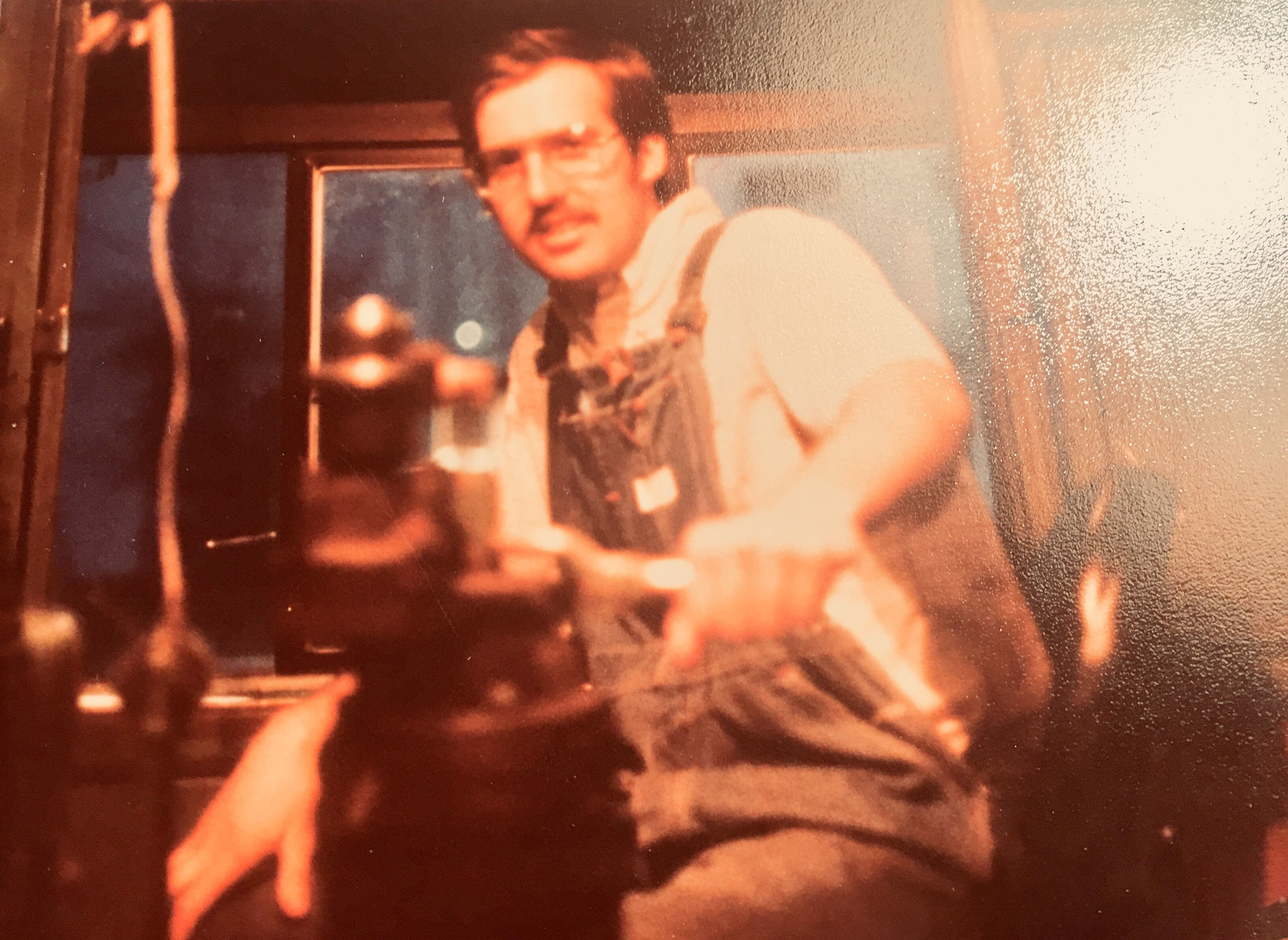 Robert Burkhardt working as a new locomotive engineer in 1980  Robert Burkhardt working as a new locomotive engineer in 1980