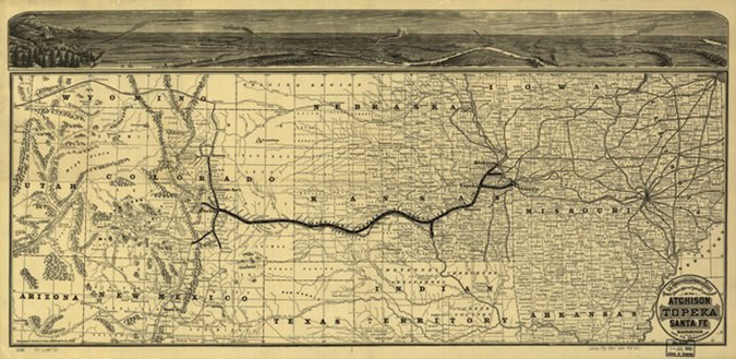 Map of ATSF lines in 1871. Map of ATSF lines in 1871.