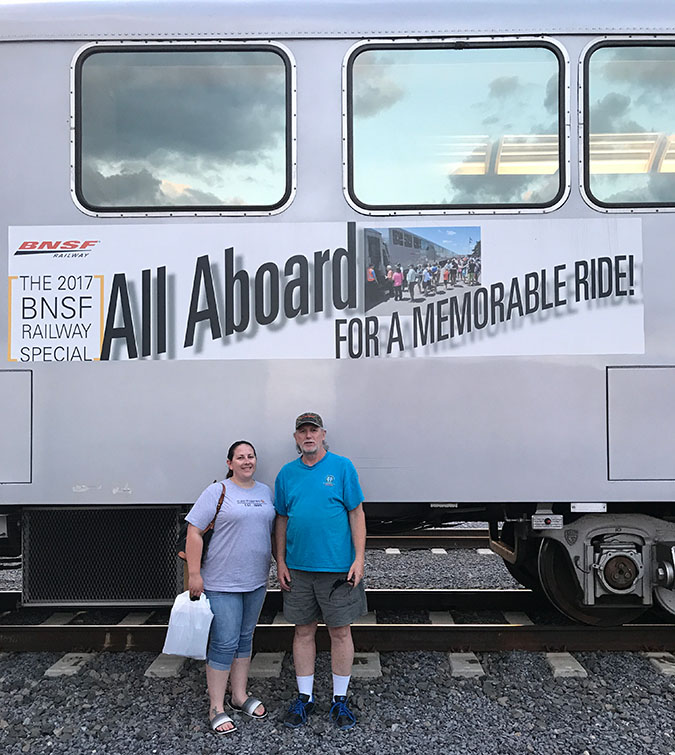 Kimberly and Mark at the BNSF Employee Appreciation Special train ride in 2017.  Kimberly and Mark at the BNSF Employee Appreciation Special train ride in 2017.