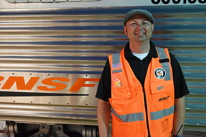 Ed Tumbas stands outside of one of BNSF’s business cars on the 2023 Employee Appreciation Special trip. Ed Tumbas stands outside of one of BNSF’s business cars on the 2023 Employee Appreciation Special trip.