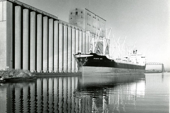 The Atlantic Hope berthed at General Mills Elevator, Duluth, Minnesota, 1969. Photo courtesy of University of Minnesota Duluth, Kathryn A. Martin Library, Northeast Minnesota Historical Collections. The Atlantic Hope berthed at General Mills Elevator, Duluth, Minnesota, 1969. Photo courtesy of University of Minnesota Duluth, Kathryn A. Martin Library, Northeast Minnesota Historical Collections.