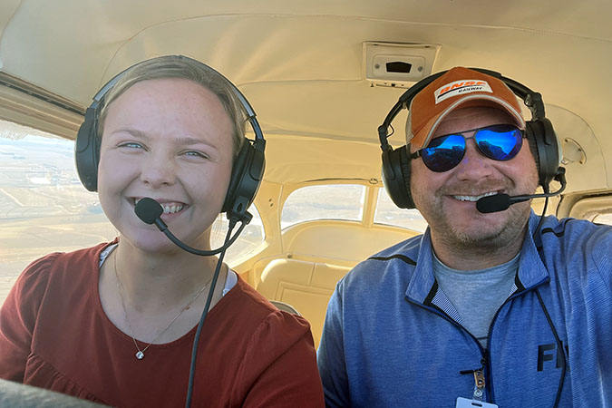Locke with one of his students, Emily Locke with one of his students, Emily