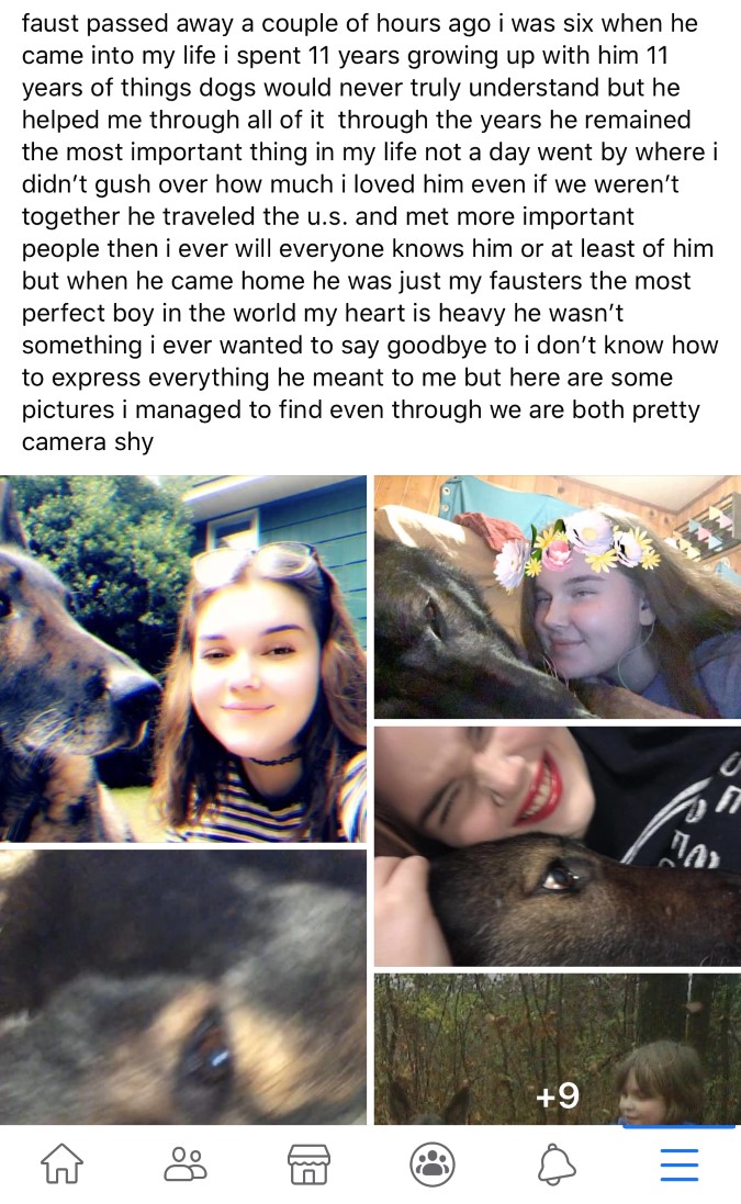 A heartfelt social media post written by Schaffer’s daughter.  A heartfelt social media post written by Schaffer’s daughter.