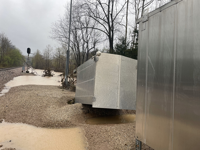 A signal bungalow is washed out in the Thayer South Subdivision. A signal bungalow is washed out in the Thayer South Subdivision.