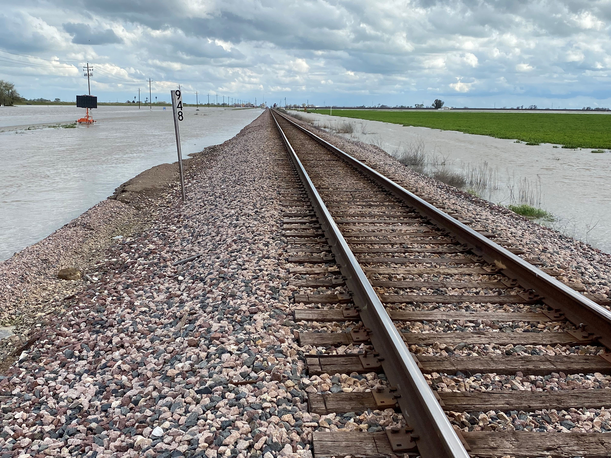 Flooded area near tracks in Corcoran, California Flooded area near tracks in Corcoran, California