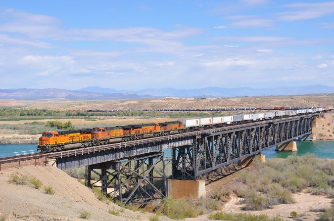 The railroad bridge along the California-Arizona border over the Colorado River.  The railroad bridge along the California-Arizona border over the Colorado River.