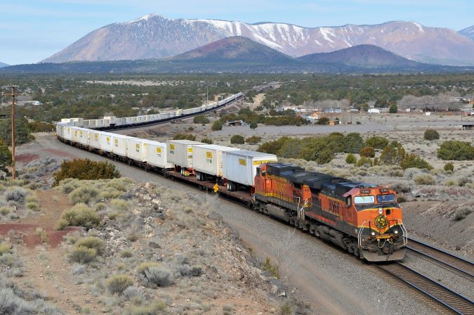 Near Flagstaff, Julien got this shot with BNSF’s “great pumpkin” in the lead.  Near Flagstaff, Julien got this shot with BNSF’s “great pumpkin” in the lead.