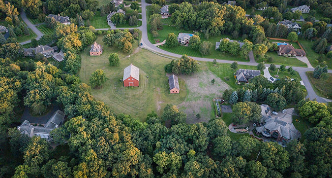 An aerial view of the farm site  An aerial view of the farm site