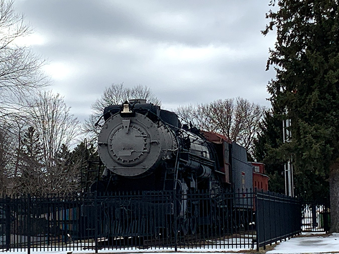 The Burlington Route 4000 Steam Locomotive in Copeland Park.  The Burlington Route 4000 Steam Locomotive in Copeland Park.