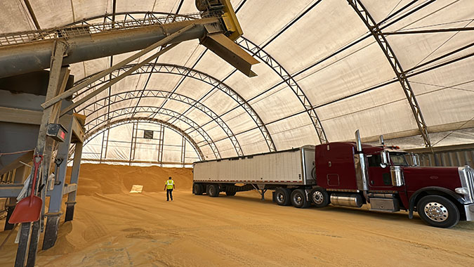 Inside one of RMG’s building used for loading stored product.   Inside one of RMG’s building used for loading stored product.