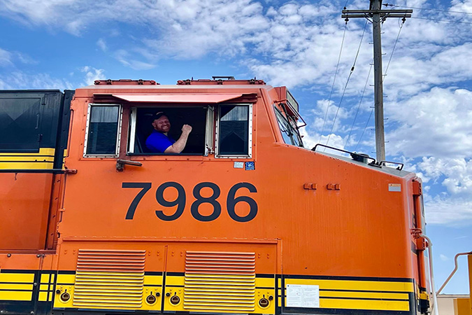 Mayor Clint McBroom aboard a stationary train display at Newton’s 150th celebration. Mayor Clint McBroom aboard a stationary train display at Newton’s 150th celebration.