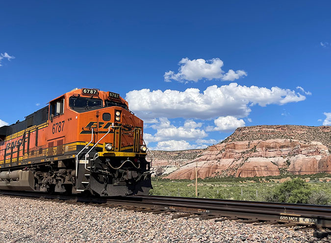 Near Gallup, New Mexico, one of more than 200 BNSF trains that operate daily on our Southern Transcon route  Near Gallup, New Mexico, one of more than 200 BNSF trains that operate daily on our Southern Transcon route