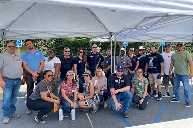 Team BNSF on the day of the drive. Omura and the San Bernardino team are gearing up to increase their impact with a new goal of 500+ pairs of shoes for next year.  Team BNSF on the day of the drive. Omura and the San Bernardino team are gearing up to increase their impact with a new goal of 500+ pairs of shoes for next year.