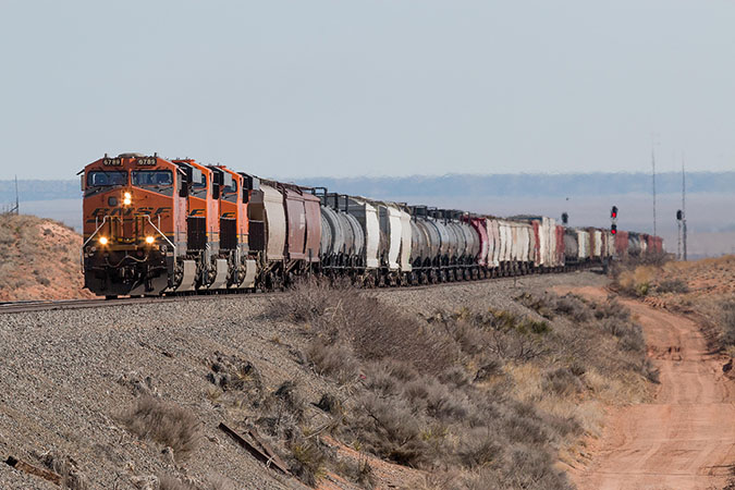 Manifest train approaching Fort Sumner, New Mexico  Manifest train approaching Fort Sumner, New Mexico