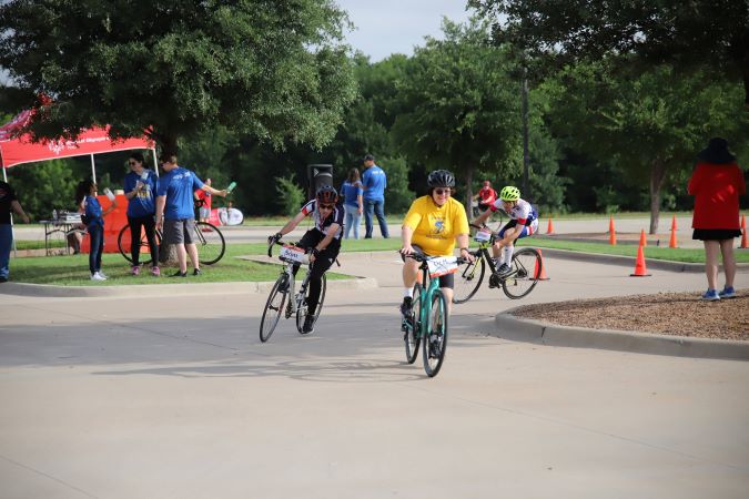 Special Olympics athletes competing in the cycling event.  Special Olympics athletes competing in the cycling event.