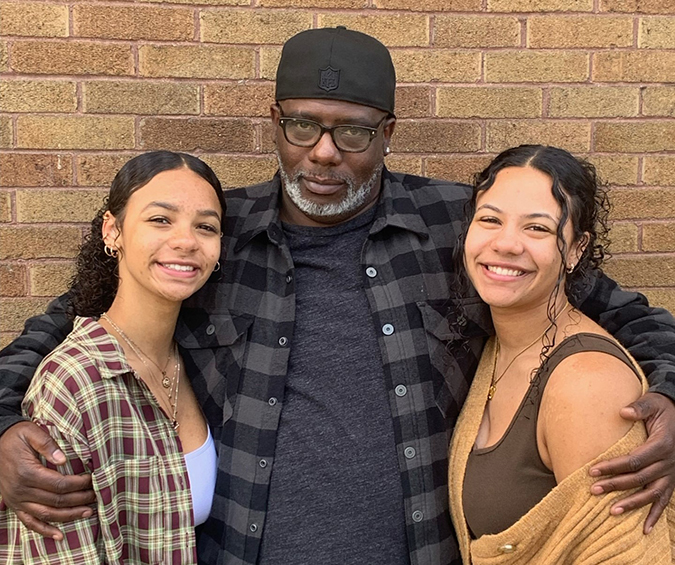 Oliver Turner with his daughters. Oliver Turner with his daughters.