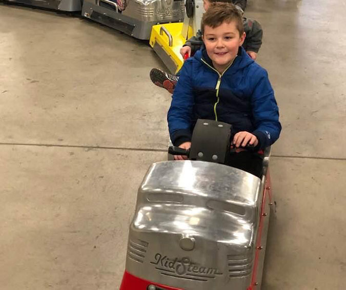 Alexander riding on KidSteam age 7   Alexander riding on KidSteam age 7