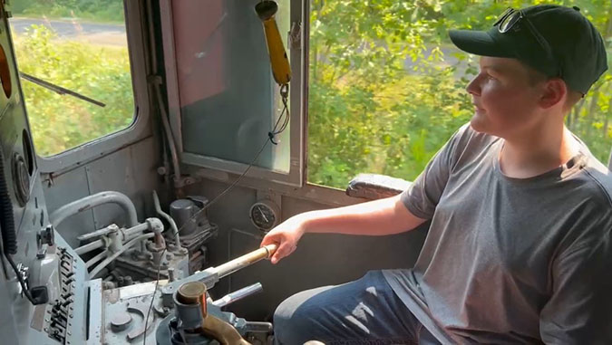 At the National Railway Historical Society’s RailCamp in the engineer’s seat  At the National Railway Historical Society’s RailCamp in the engineer’s seat